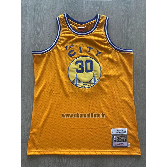 Maillot Golden State Warriors Stephen Curry NO 30 Mitchell & Ness 2019-20 Jaune